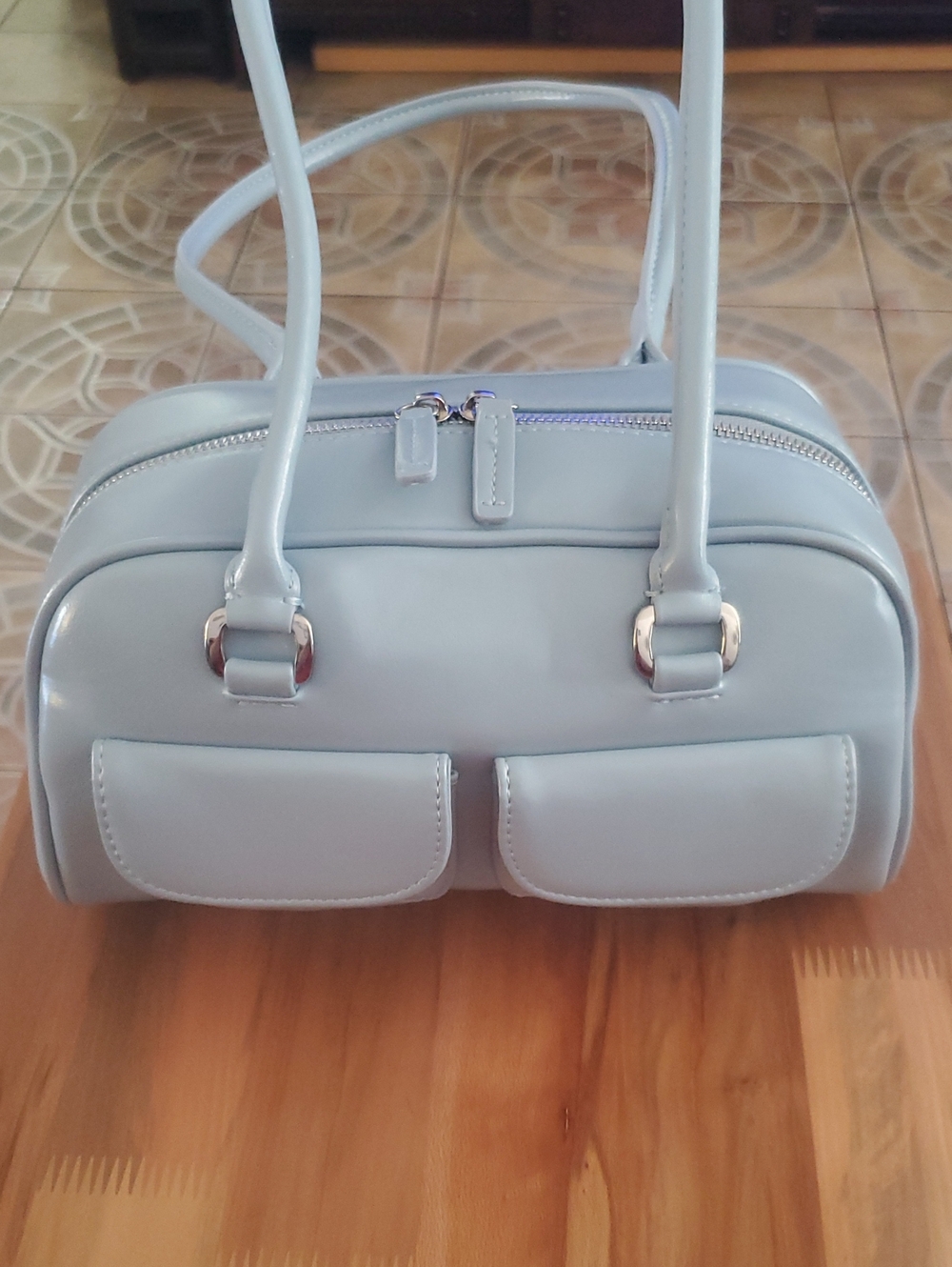 Classic Structured Women’s Handbag in Light Blue